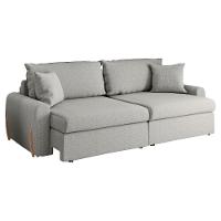 Sofá Cama Retrátil 4 Lugares 2,36m Com Almofadas Linho Baltik Cinza - 1