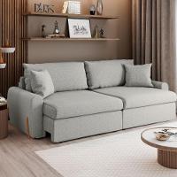 Sofá Cama Retrátil 4 Lugares 2,36m Com Almofadas Linho Baltik Cinza - 2