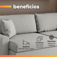 Sofá Cama Retrátil 4 Lugares 2,36m Com Almofadas Linho Baltik Cinza - 7