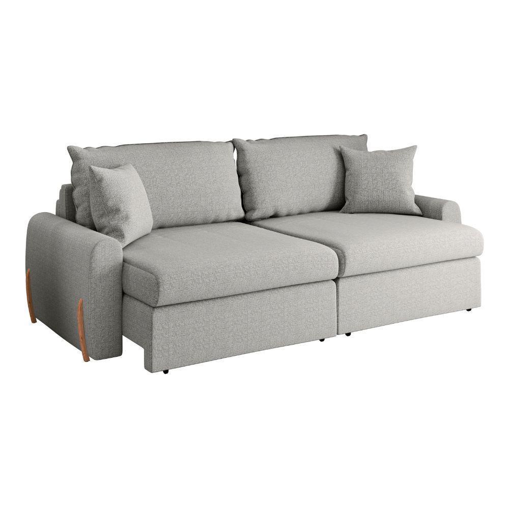 Sofá Cama Retrátil 3 Lugares 2,16m Com Almofadas Linho Baltik Cinza - 1