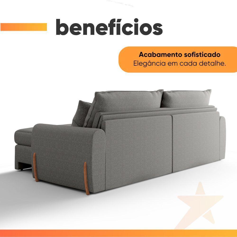 Sofá Cama Retrátil 3 Lugares 2,16m Com Almofadas Linho Baltik Cinza - 6