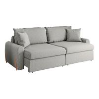 Sofá Cama Retrátil 3 Lugares 2,16m Com Almofadas Linho Baltik Cinza - 1