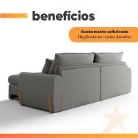 Sofá Cama Retrátil 3 Lugares 2,16m Com Almofadas Linho Baltik Cinza - 6