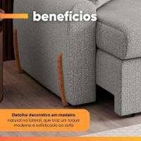 Sofá Cama Retrátil 3 Lugares 2,16m Com Almofadas Linho Baltik Cinza - 7