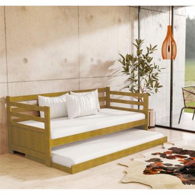 Sofá Cama Madeira Solteiro Vintage Enjoy Imbuia Acompanha Prateleira Rústica