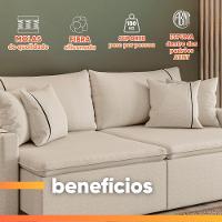 Sofá Cama Retrátil 3 Lugares 2,10m Com Almofadas Linho Focus Areia - 5
