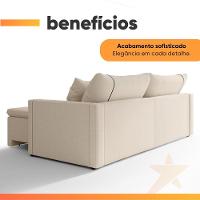Sofá Cama Retrátil 3 Lugares 2,10m Com Almofadas Linho Focus Areia - 6