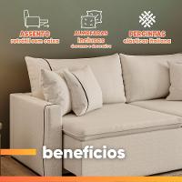 Sofá Cama Retrátil 3 Lugares 2,10m Com Almofadas Linho Focus Areia - 7