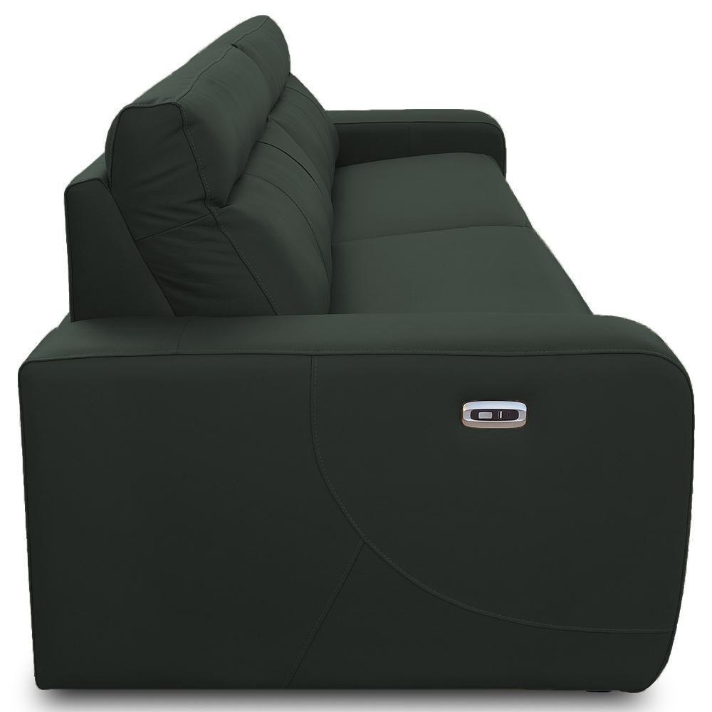 Sofá 4 Lugares Rettrátil Reclinável Elétrico 284cm Mazi L06 Couro Verde Escuro - Lyam Decor - 9