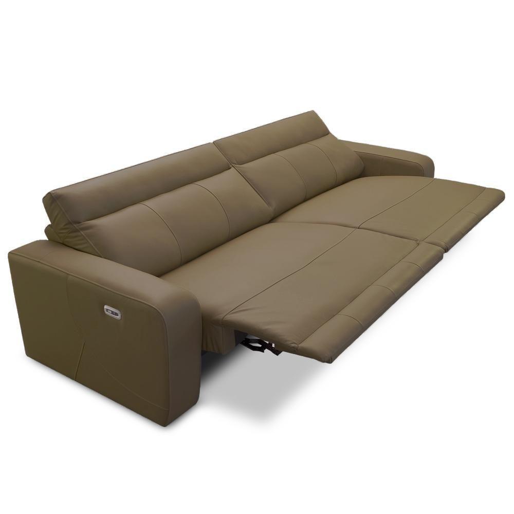 Sofá 4 Lugares Rettrátil Reclinável Elétrico 284cm Mazi L06 Couro Verde Musgo - Lyam Decor - 4