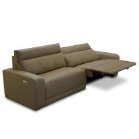 Sofá 4 Lugares Rettrátil Reclinável Elétrico 284cm Mazi L06 Couro Verde Musgo - Lyam Decor - 1