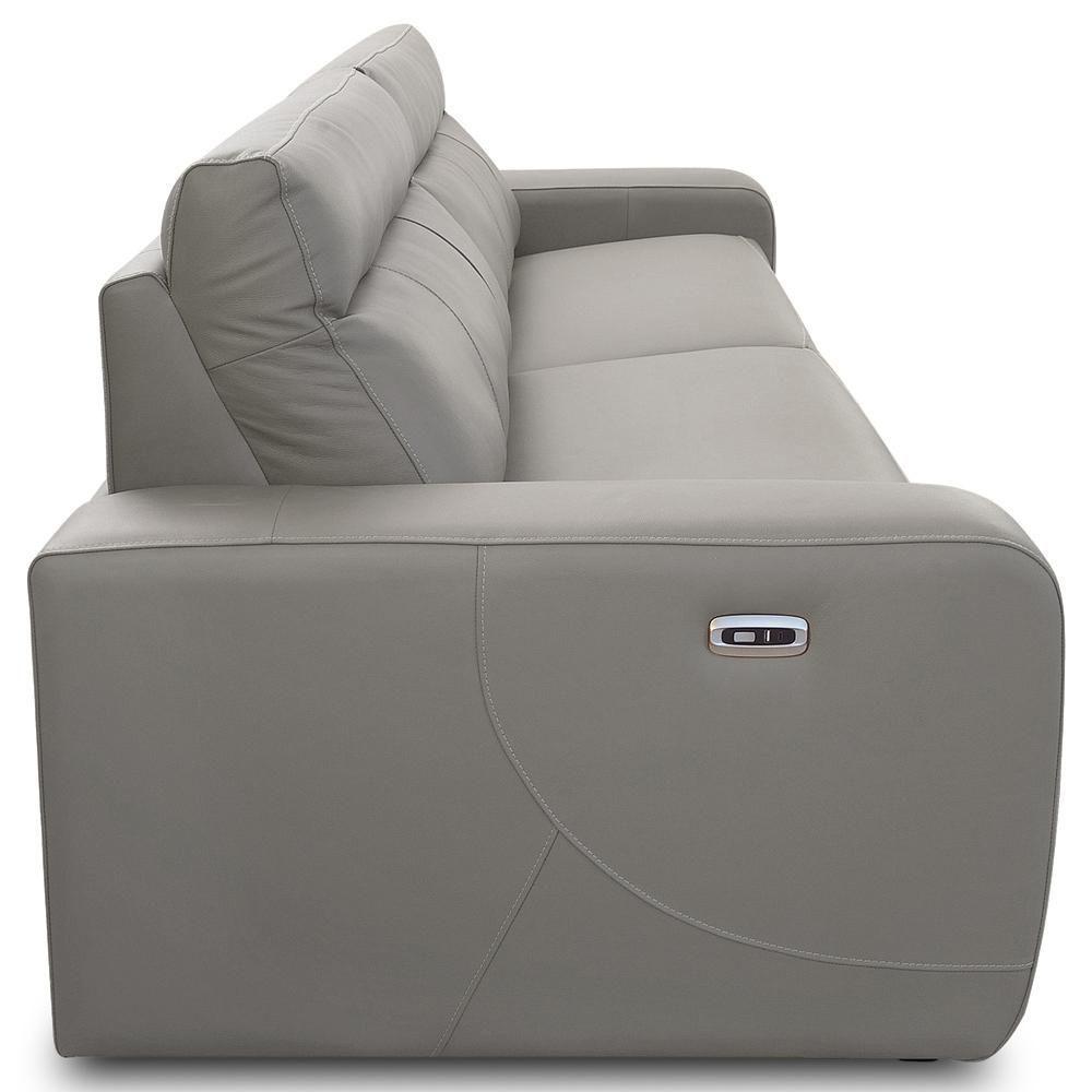Sofá 4 Lugares Rettrátil Reclinável Elétrico 284cm Mazi L06 Couro Cinza - Lyam Decor - 3