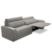Sofá 4 Lugares Rettrátil Reclinável Elétrico 284cm Mazi L06 Couro Cinza - Lyam Decor - 1