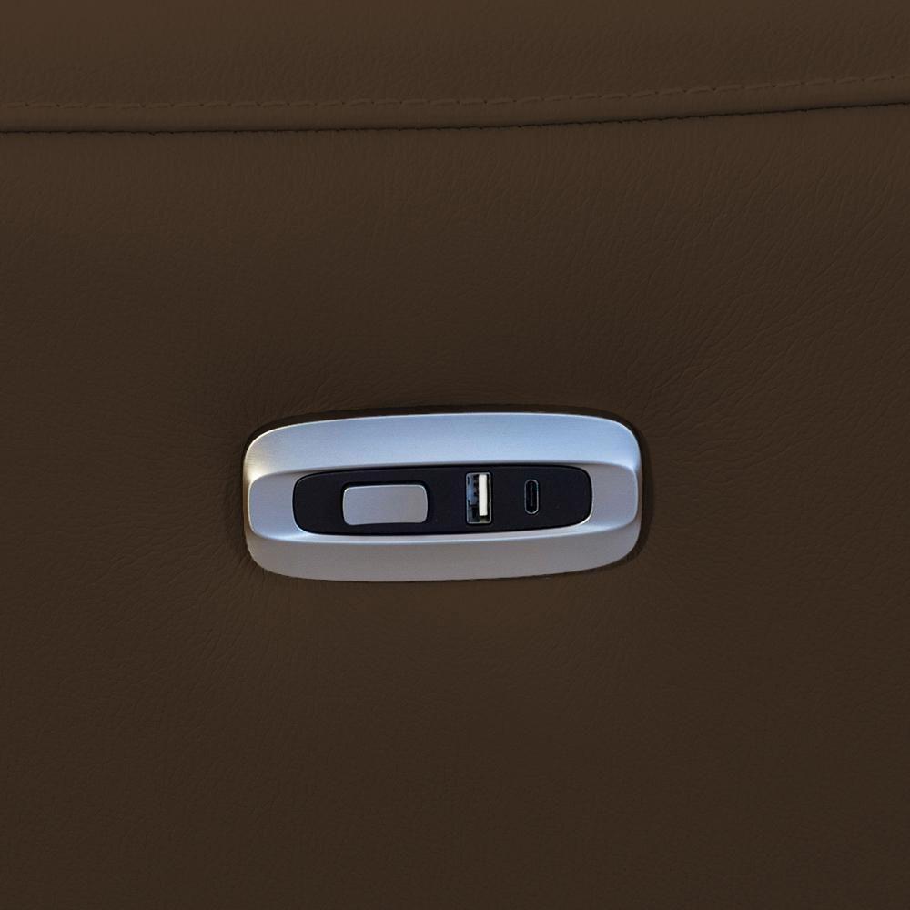 Sofá 4 Lugares Rettrátil Reclinável Elétrico 284cm Mazi L06 Couro Marrom - Lyam Decor - 10