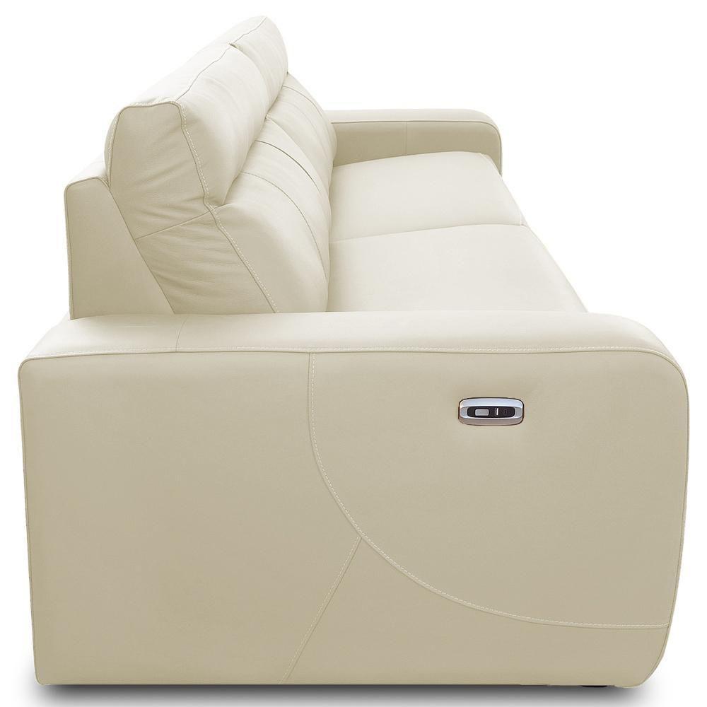 Sofá 4 Lugares Rettrátil Reclinável Elétrico 284cm Mazi L06 Couro Off White - Lyam Decor - 8