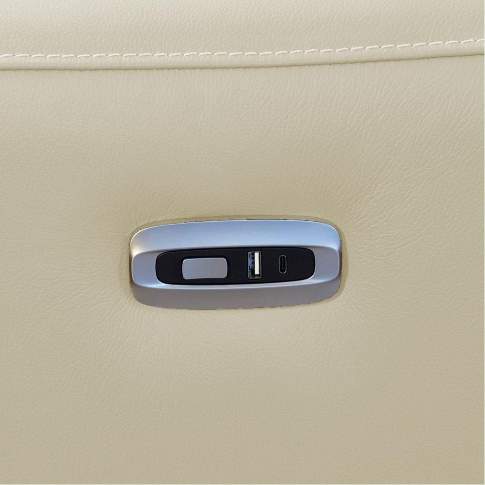 Sofá 4 Lugares Rettrátil Reclinável Elétrico 284cm Mazi L06 Couro Off White - Lyam Decor - 10