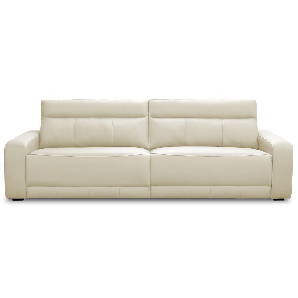 Sofá 3 Lugares Rettrátil Reclinável Elétrico 254cm Mazi L06 Couro Off White - Lyam Decor - 3