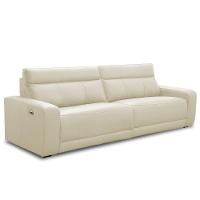 Sofá 3 Lugares Rettrátil Reclinável Elétrico 254cm Mazi L06 Couro Off White - Lyam Decor - 2