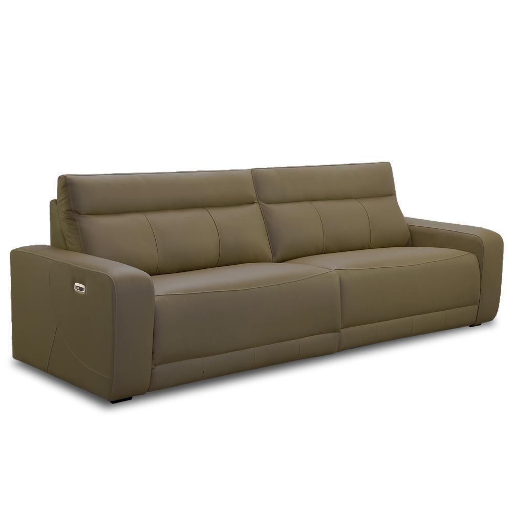 Sofá 3 Lugares Rettrátil Reclinável Elétrico 254cm Mazi L06 Couro Verde Musgo - Lyam Decor - 2
