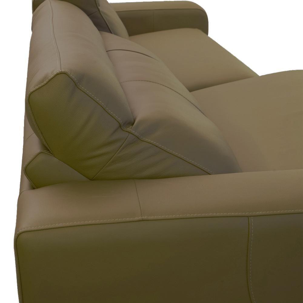 Sofá 3 Lugares Rettrátil Reclinável Elétrico 254cm Mazi L06 Couro Verde Musgo - Lyam Decor - 9