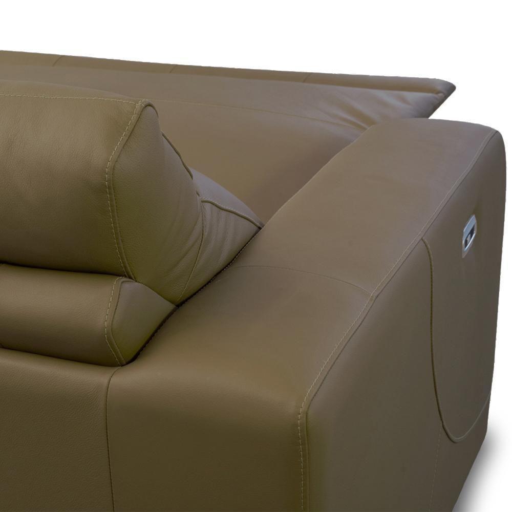 Sofá 3 Lugares Rettrátil Reclinável Elétrico 254cm Mazi L06 Couro Verde Musgo - Lyam Decor - 10