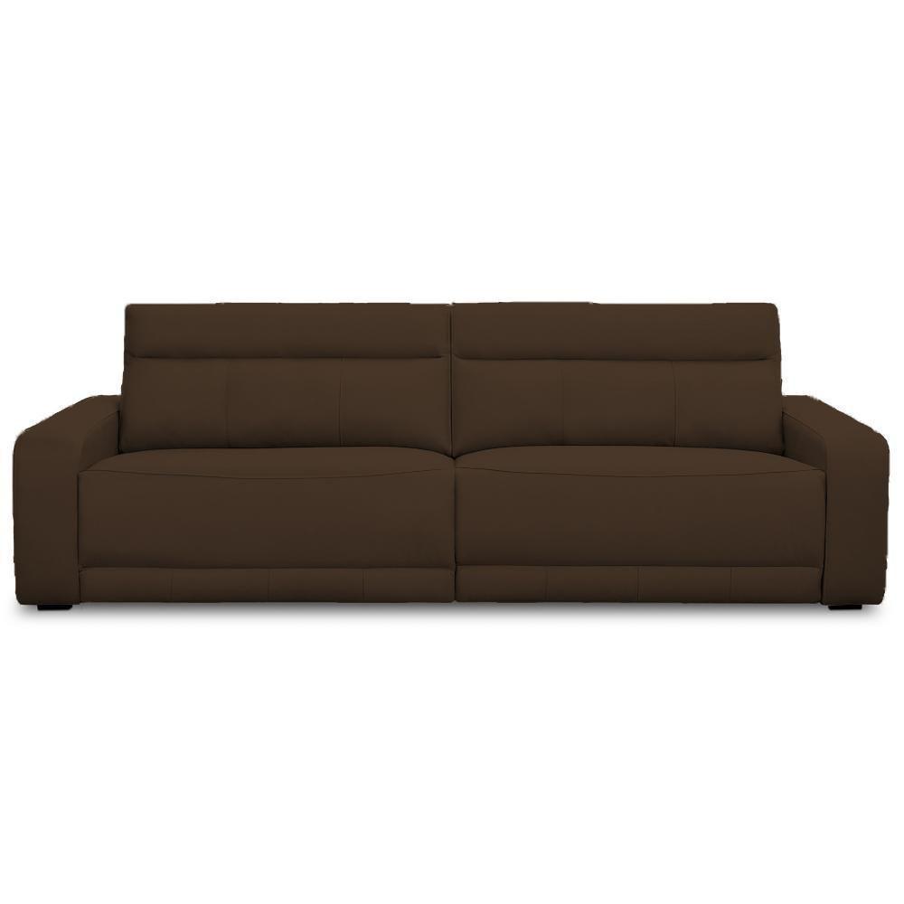 Sofá 3 Lugares Rettrátil Reclinável Elétrico 254cm Mazi L06 Couro Marrom - Lyam Decor - 3