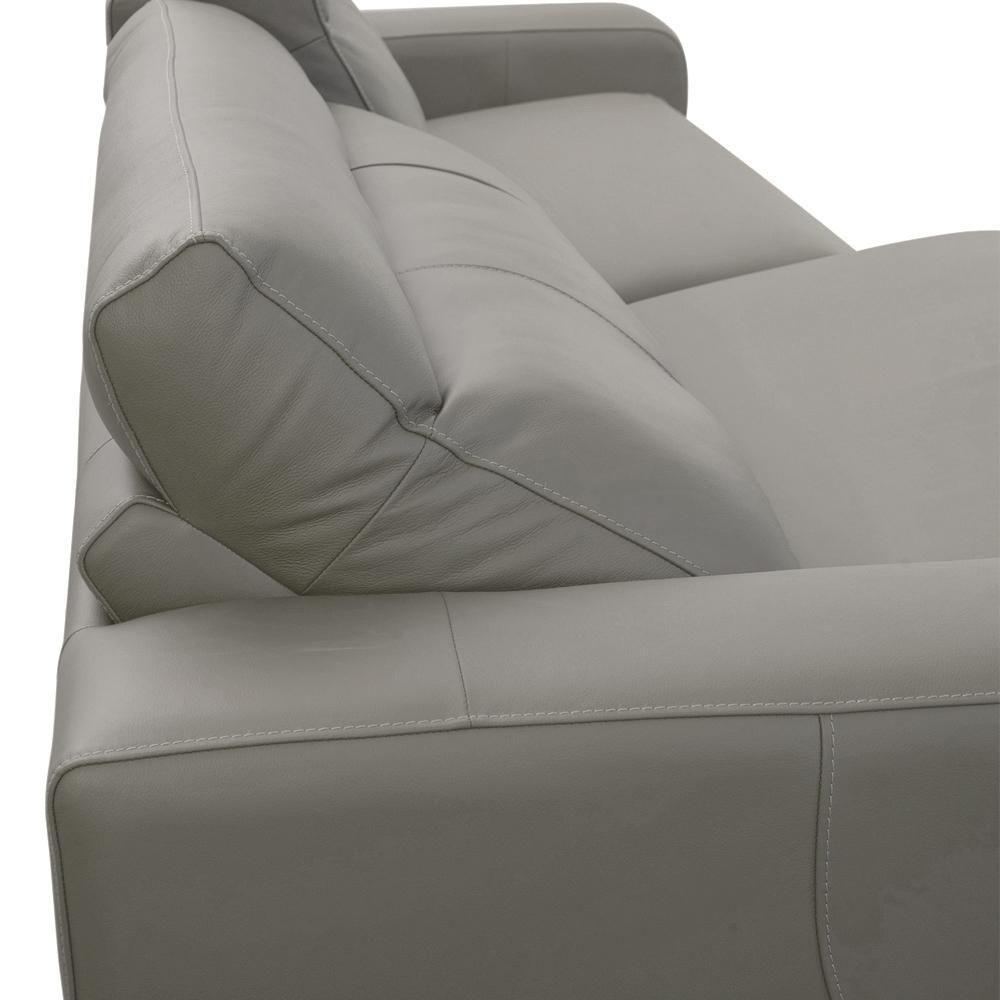Sofá 3 Lugares Rettrátil Reclinável Elétrico 254cm Mazi L06 Couro Cinza - Lyam Decor - 9