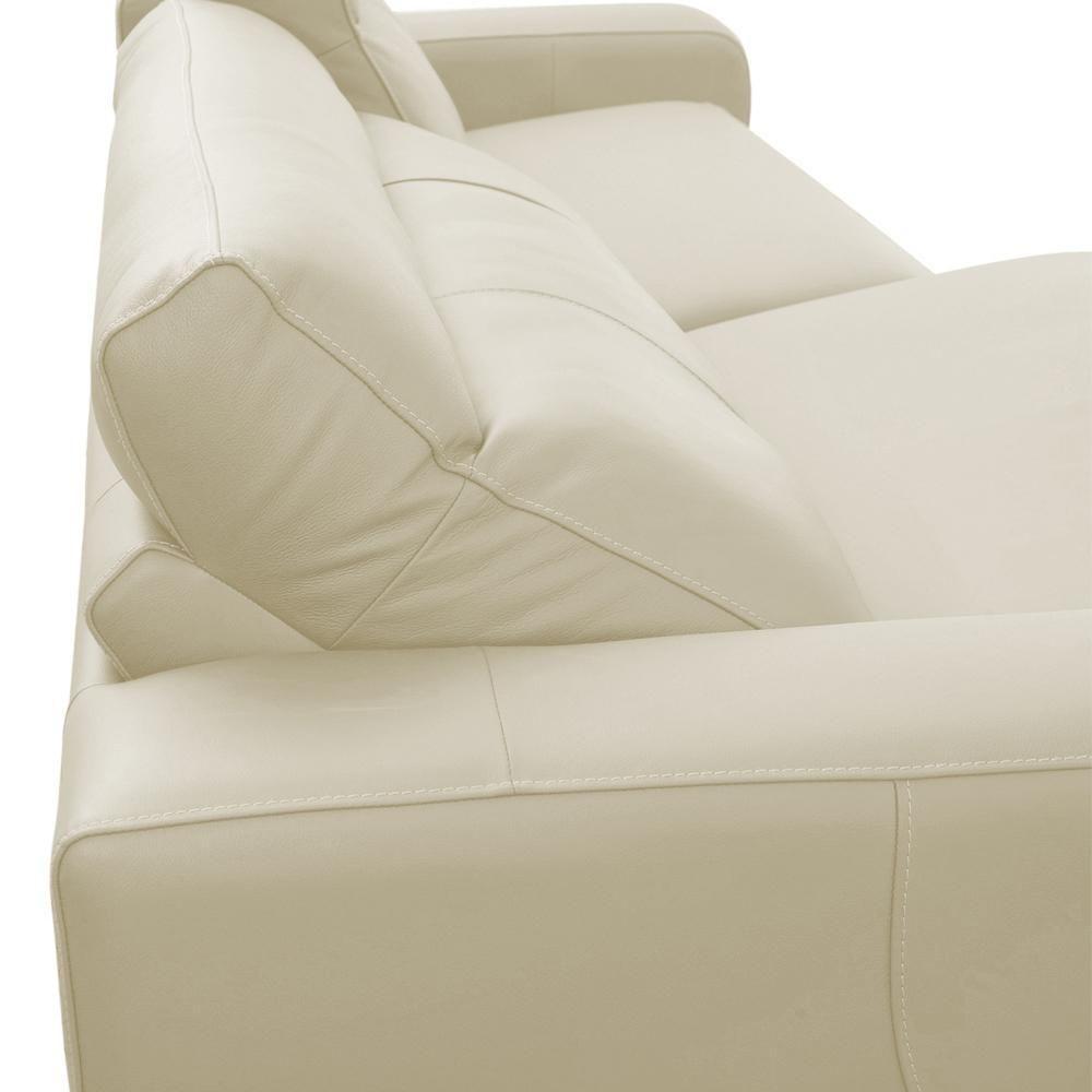 Sofá 3 Lugares Rettrátil Reclinável Elétrico 224cm Mazi L06 Couro Off White - Lyam Decor - 8