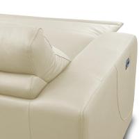 Sofá 3 Lugares Rettrátil Reclinável Elétrico 224cm Mazi L06 Couro Off White - Lyam Decor - 9