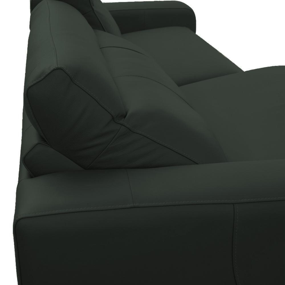 Sofá 3 Lugares Rettrátil Reclinável Elétrico 224cm Mazi L06 Couro Verde Escuro - Lyam Decor - 9