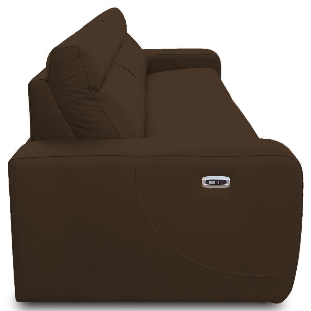 Sofá 3 Lugares Rettrátil Reclinável Elétrico 224cm Mazi L06 Couro Marrom - Lyam Decor - 8