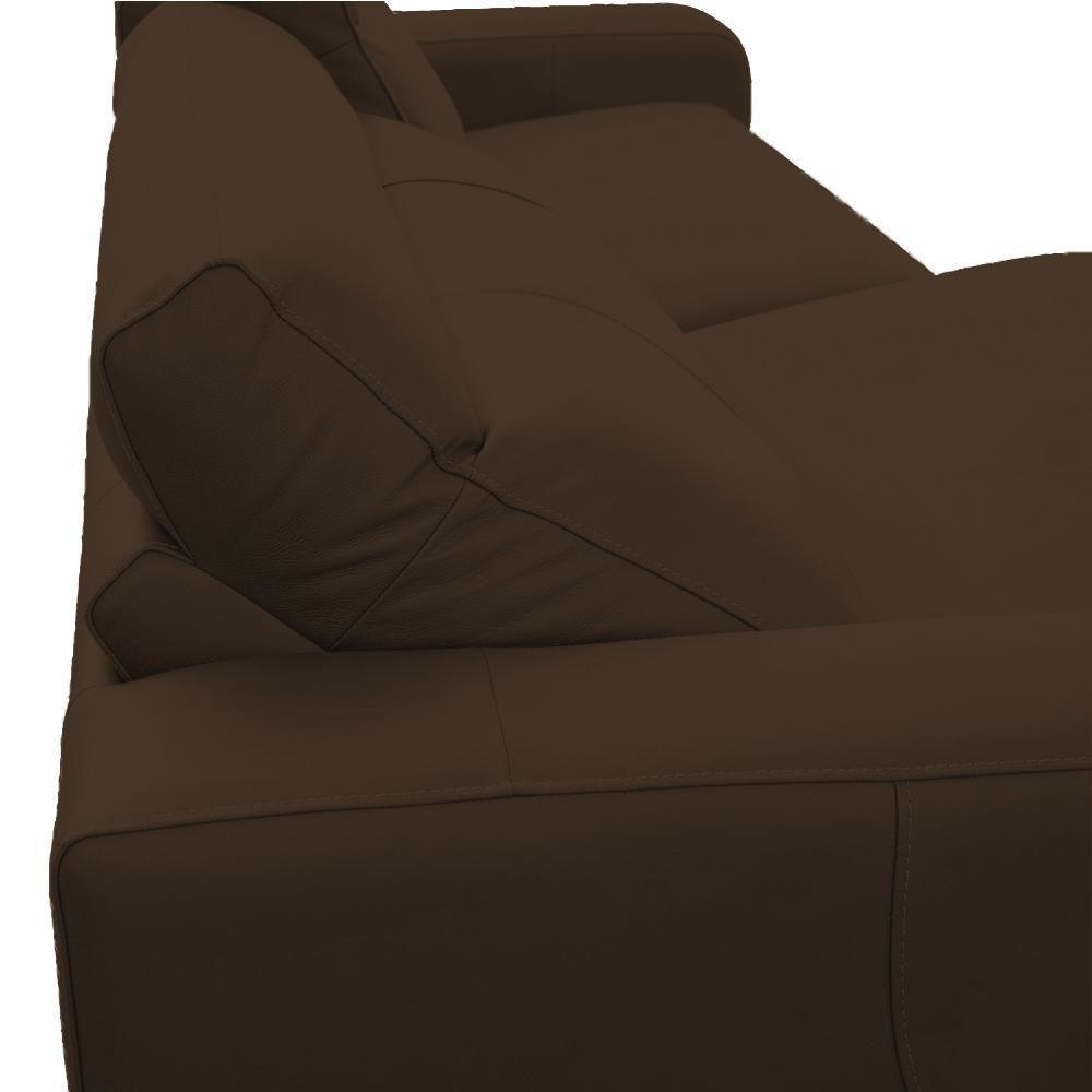 Sofá 3 Lugares Rettrátil Reclinável Elétrico 224cm Mazi L06 Couro Marrom - Lyam Decor - 9
