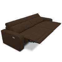 Sofá 3 Lugares Rettrátil Reclinável Elétrico 224cm Mazi L06 Couro Marrom - Lyam Decor