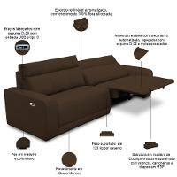 Sofá 3 Lugares Rettrátil Reclinável Elétrico 224cm Mazi L06 Couro Marrom - Lyam Decor - 6