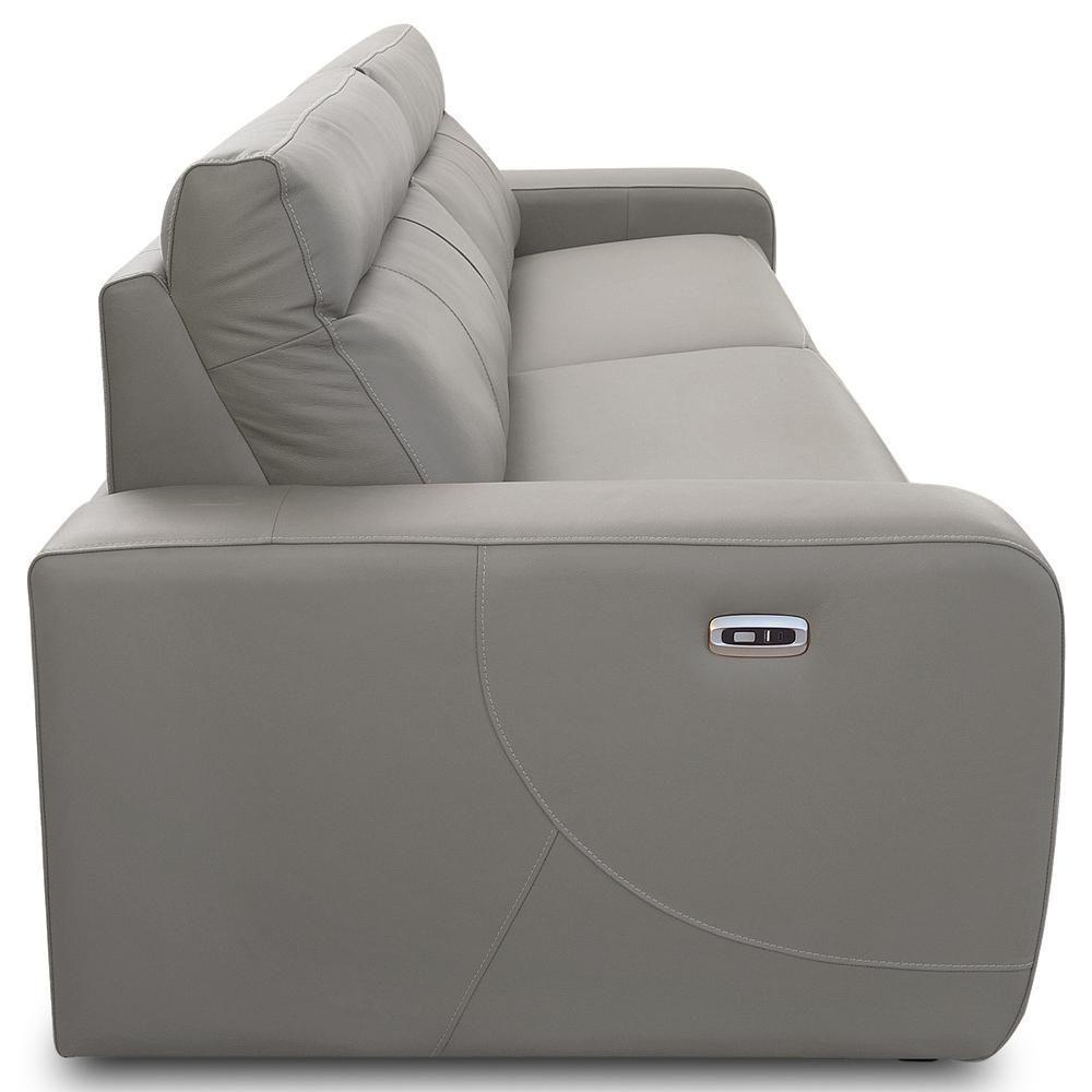 Sofá 3 Lugares Rettrátil Reclinável Elétrico 224cm Mazi L06 Couro Cinza - Lyam Decor - 3