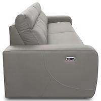 Sofá 3 Lugares Rettrátil Reclinável Elétrico 224cm Mazi L06 Couro Cinza - Lyam Decor - 3