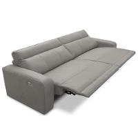 Sofá 3 Lugares Rettrátil Reclinável Elétrico 224cm Mazi L06 Couro Cinza - Lyam Decor - 10