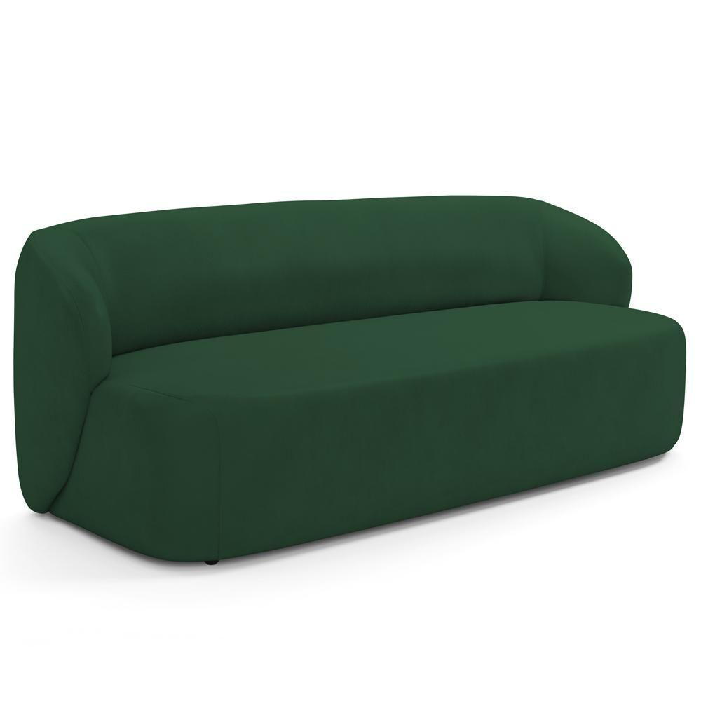 Sofá 3 Lugares Orgânico Para Sala De Estar Living 205cm Heidy F04 Veludo Verde - Lyam Decor - 1