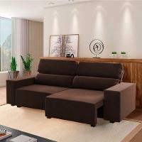 Sofá 3 Lugares Retrátil Encosto Reclinável Veludo 5 Posições Marrom Bombom - 1