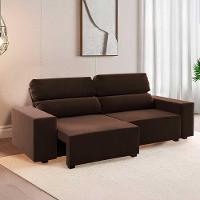 Sofá 3 Lugares Retrátil Reclinável Marrom 5 Posições Veludo - Marrom Bombom - 2