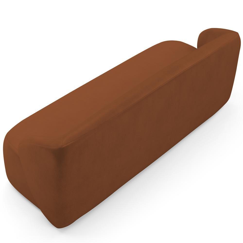 Sofá 3 Lugares Orgânico Para Sala De Estar Living 205cm Heidy F04 Veludo Telha - Lyam Decor - 7