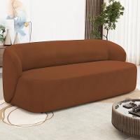 Sofá 3 Lugares Orgânico Para Sala De Estar Living 205cm Heidy F04 Veludo Telha - Lyam Decor - 2