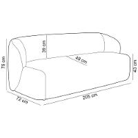 Sofá 3 Lugares Orgânico Para Sala De Estar Living 205cm Heidy F04 Veludo Telha - Lyam Decor - 5