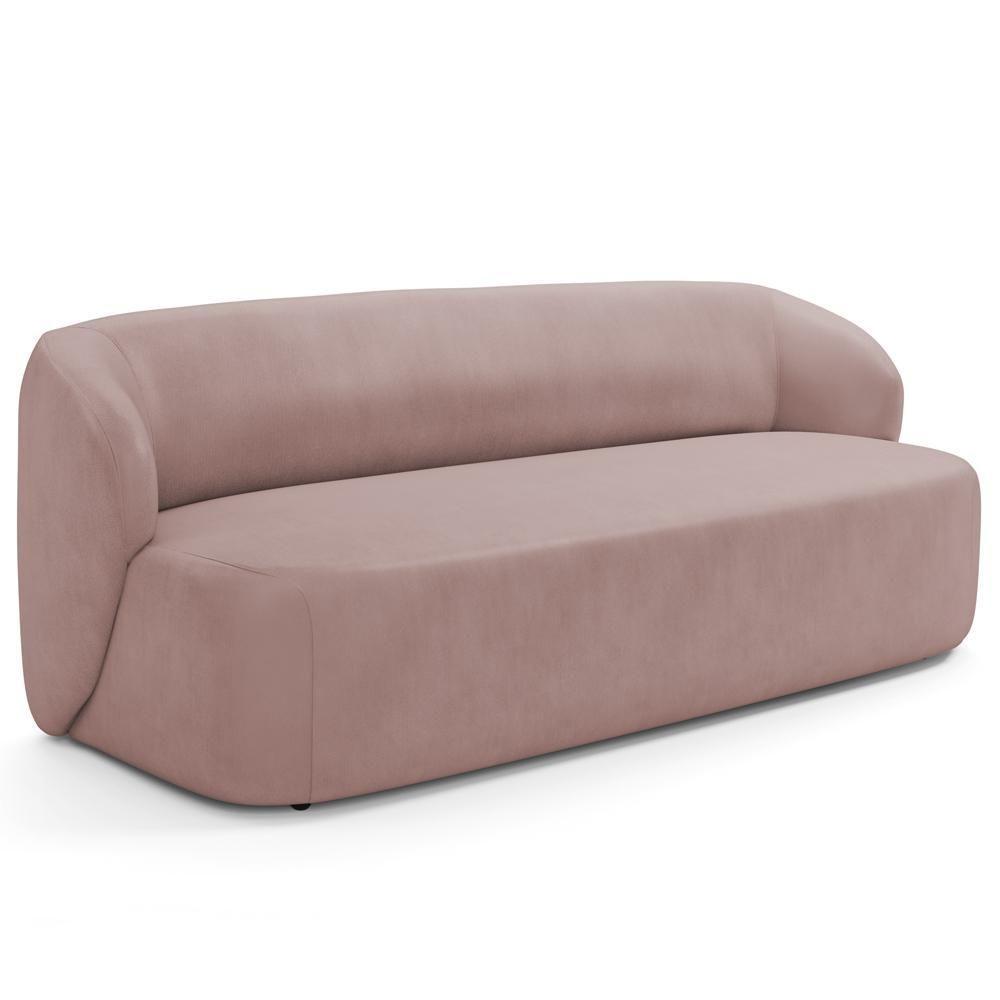 Sofá 3 Lugares Orgânico Para Sala De Estar Living 205cm Heidy F04 Veludo Rosê - Lyam Decor - 1