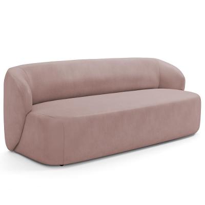 Sofá 3 Lugares Orgânico Para Sala De Estar Living 205cm Heidy F04 Veludo Rosê - Lyam Decor