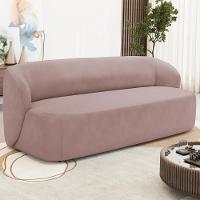 Sofá 3 Lugares Orgânico Para Sala De Estar Living 205cm Heidy F04 Veludo Rosê - Lyam Decor - 2