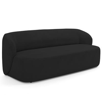 Sofá 3 Lugares Orgânico Para Sala De Estar Living 205cm Heidy F04 Veludo Preto - Lyam Decor