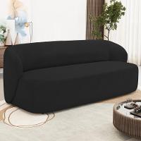 Sofá 3 Lugares Orgânico Para Sala De Estar Living 205cm Heidy F04 Veludo Preto - Lyam Decor - 2