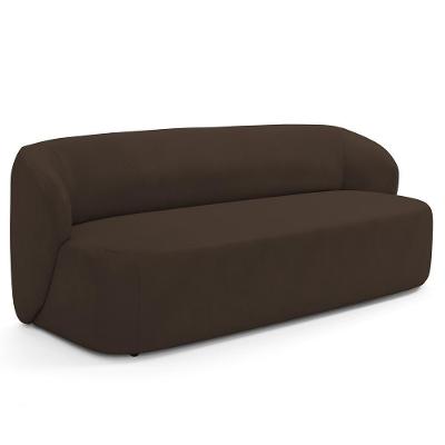 Sofá 3 Lugares Orgânico Para Sala De Estar Living 205cm Heidy F04 Veludo Marrom - Lyam Decor