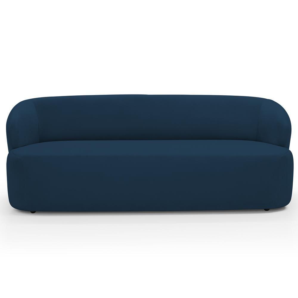 Sofá 3 Lugares Orgânico Para Sala De Estar Living 205cm Heidy F04 Veludo Azul - Lyam Decor - 3